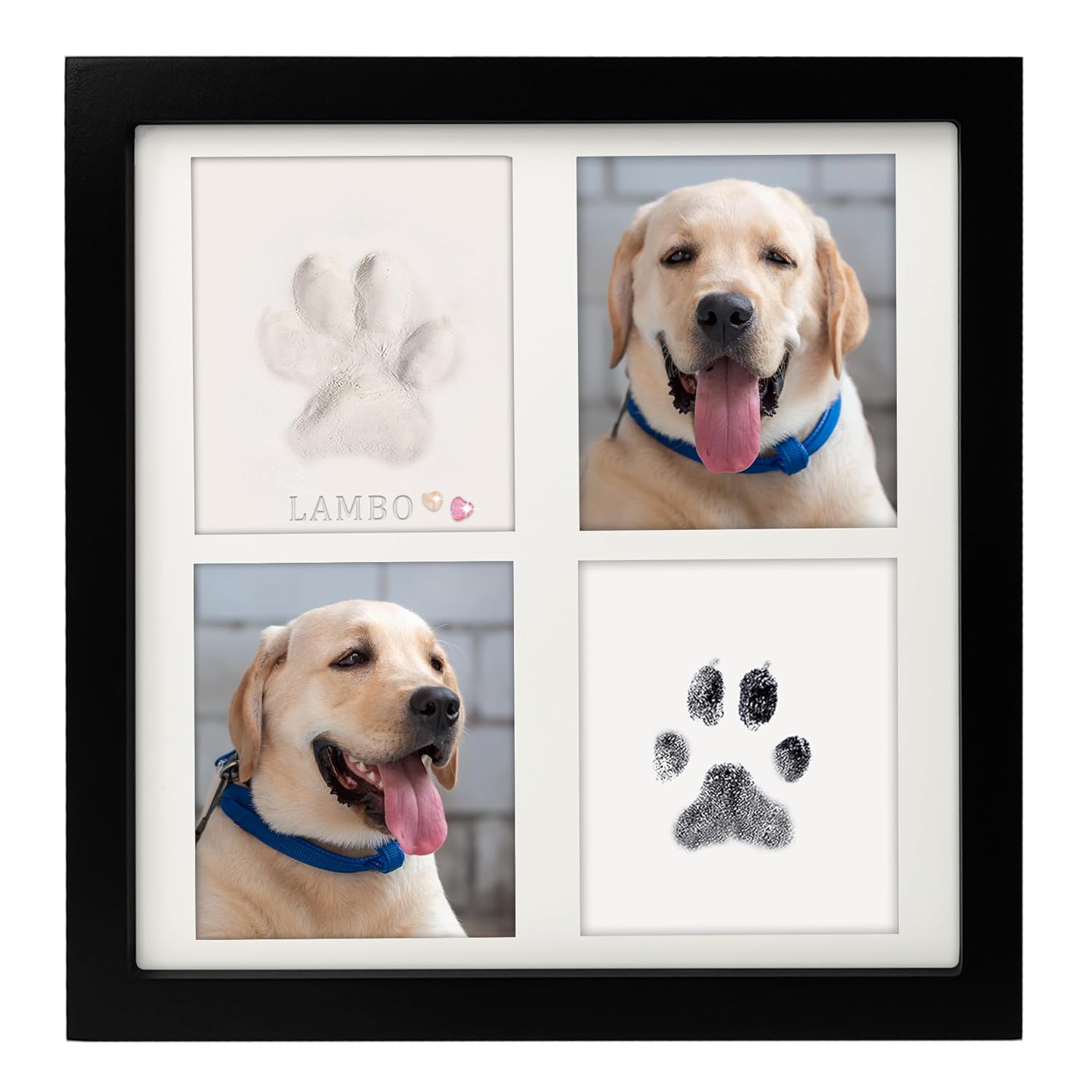 MYPAWLETS Ink & Clay Paw Print Kit for Dog Cat,Clean-Touch Ink Pad & Soft Clay,Pet Paw Print Impression Kit Large Area,Keepsake Frame for 1-2 Pets,Cat/Dog Gifts