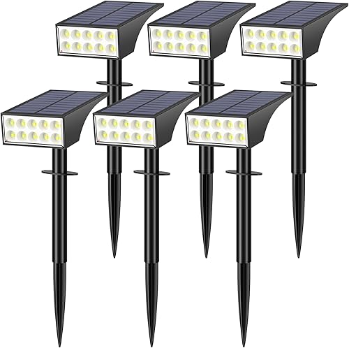 Miniatura 14 de Focos solares para exteriores, impermeables, IP65, LED brillantes, iluminación solar de paisaje para patio de jardín exterior, focos de energía