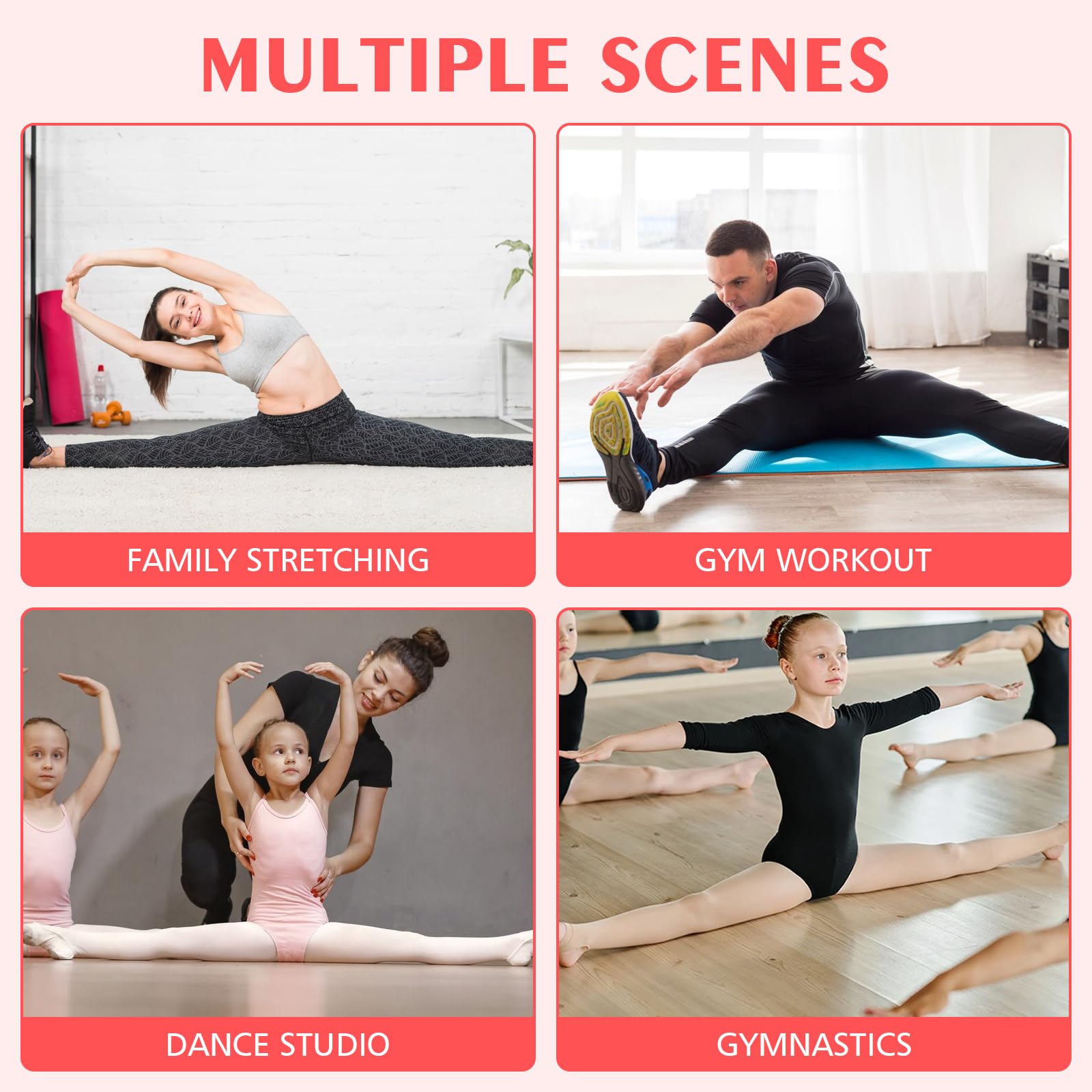 Estensore per gambe, Macchina per spaccata, Macchina estensore per allargamento gambe, 128-168cm Regolabile 0-180° Attrezzatura per stretching spaccata per Fitness, Danza, Yoga