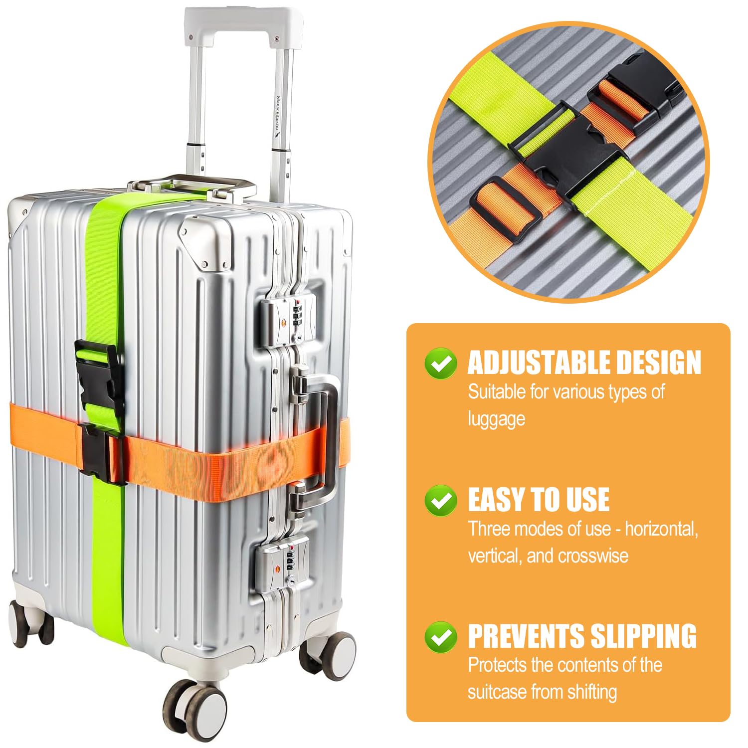Cinghie Per Bagagli TSA Approvate, Confezione Da 4 Con Etichette - Nylon Resistente, Regolabili, Blu