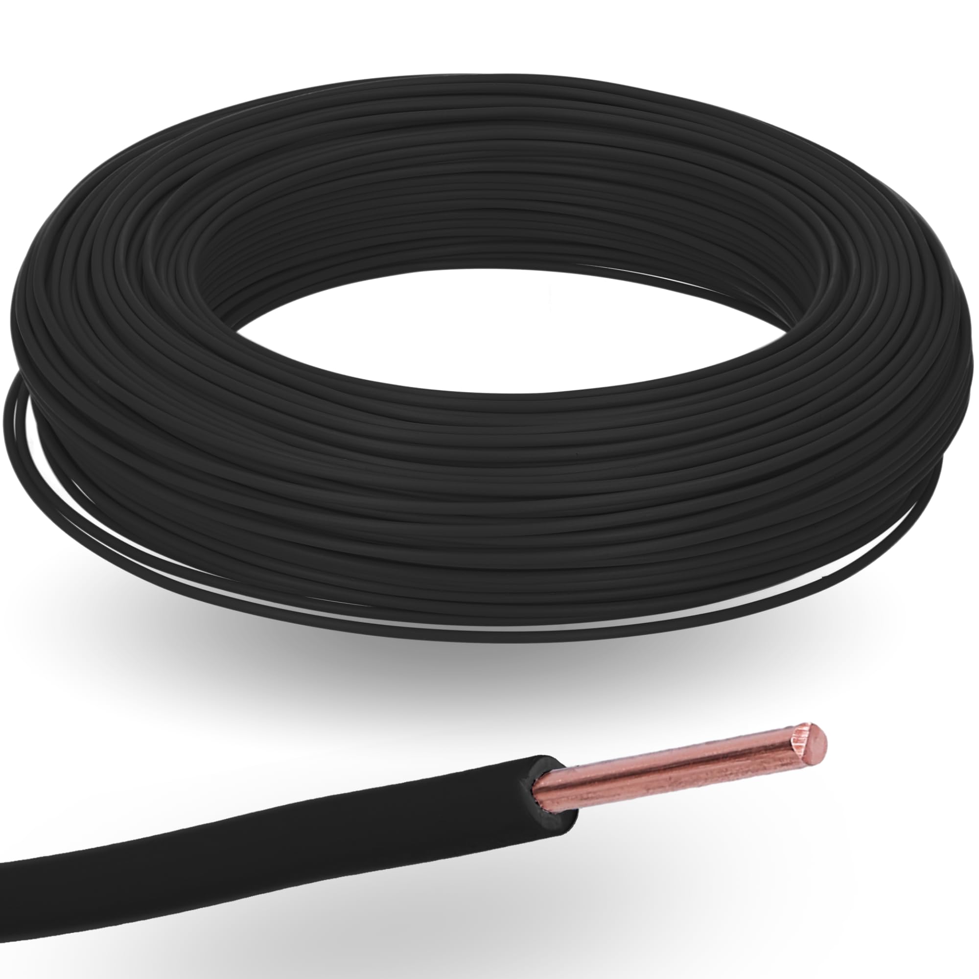 Kalitec 100m H07V-U 1x1,5 mm² Schwarz - Starre Einzelader Litze