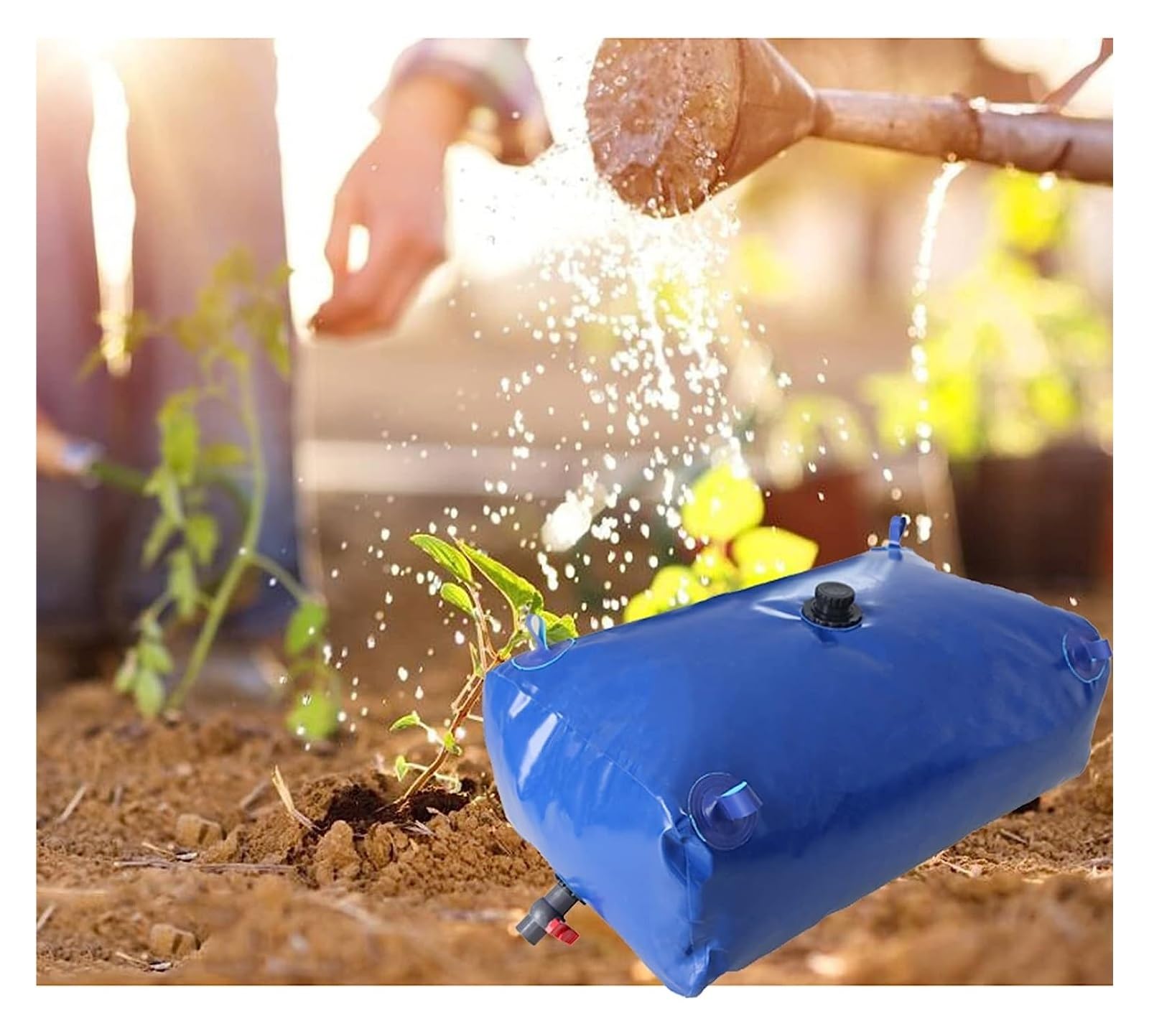 PHLEPS Portable Water Bladder Bag Collapsible and Durable, PVC Large Capacity Cube Water Tank for Outdoor Transport Water Gardening Watering, Customizable (Color : Blue, Size : 400L/1x0.8x0.5m)