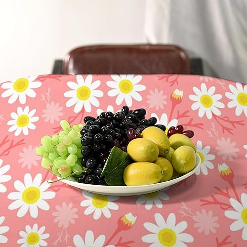 Miniatura 178 de Mantel floral hippie, diseño retro de los años 70, naranja, rosa, azul, floral, bohemio, estampado estético de margaritas, para fiesta, picnic