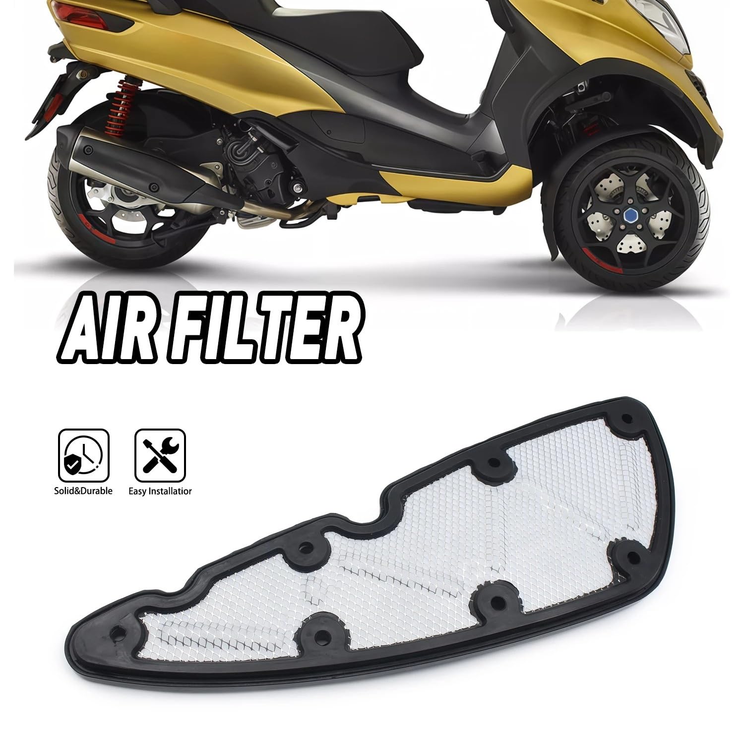 filtr wlotu powietrza motocykl Pasuje do PIAGGIO Beverly 350 BV ST 4T 4V, tj. ABS E4 MP3 MAXI sportowy element filtra powietrza niezawodna wymiana motocykla