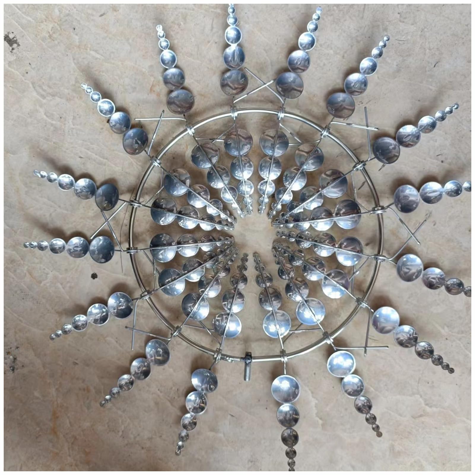Móviles Verticales de Viento de Acero Inoxidable para Exteriores, Molinos de Viento 3D dinámicos, Molinos de Viento de Metal giratorios en Forma de Flor,D,30 × 96.5 cm