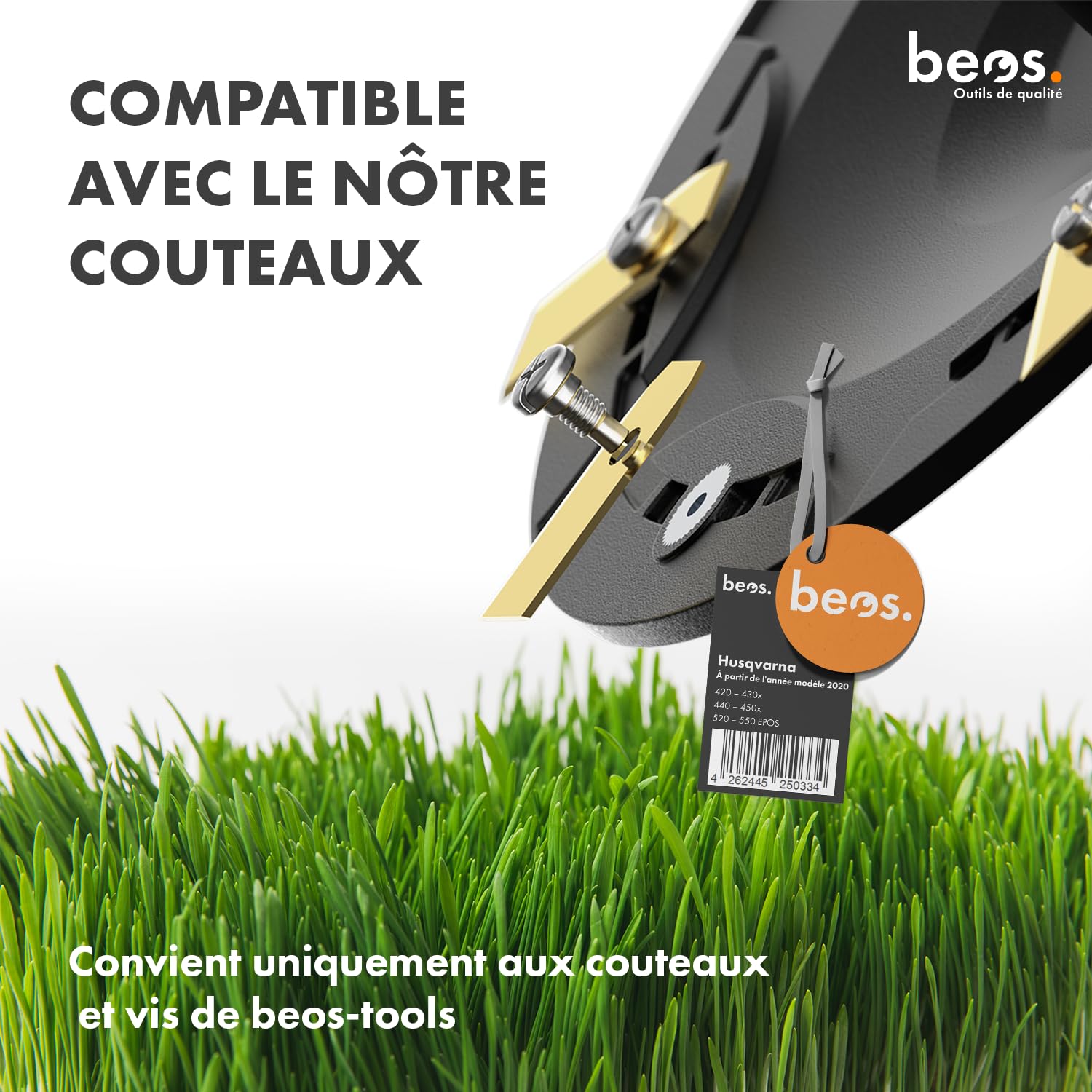 BEOS Disque de Coupe amélioré pour Tondeuse Robot Premium - Disque de Coupe renforcé de Fibre de Verre pour 7 Lames - Husqvarna 315x|420|440|430x|450x|520 EPOS|550 - Ø 222 mm