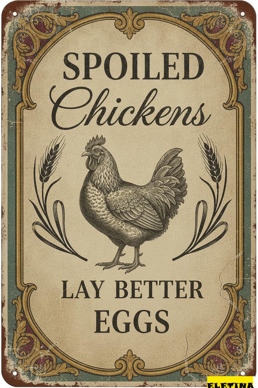 Funny Chicken Coop Wall Decor Tin Sign, 8x12 Inch