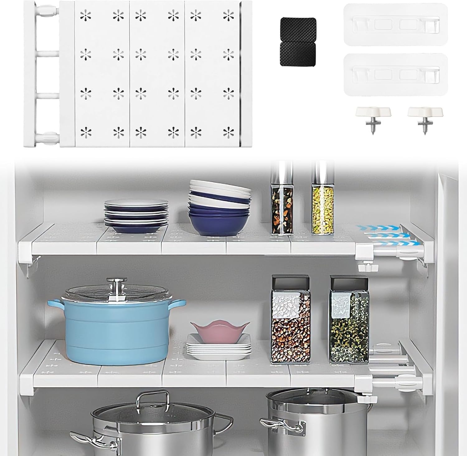 Clefairy 1Psc Wardrobe Closet Storage Shelf Cabinet Stretchable Layered Partition Rack Layered Telescopic Baffle Nail-Free Shelf(60-38cm)-picture-18