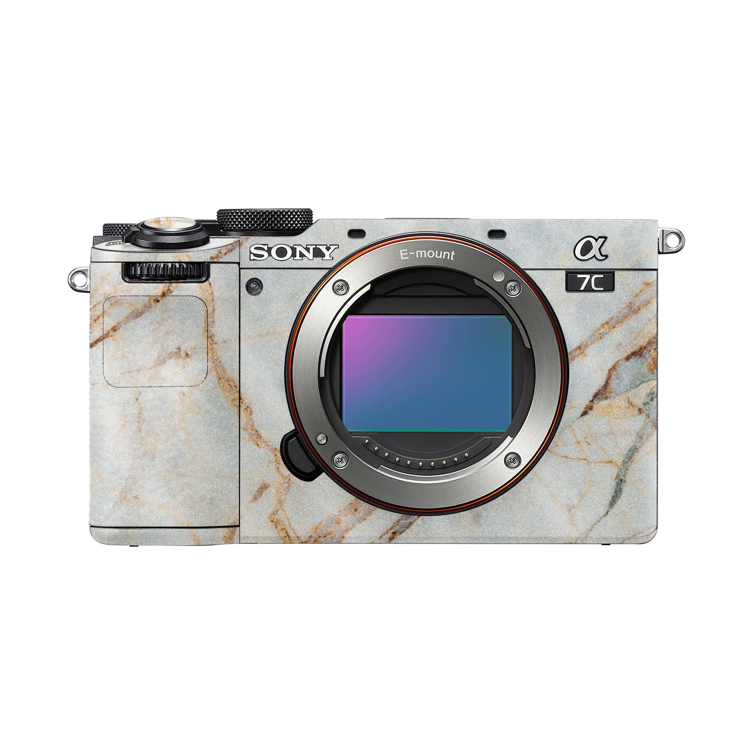 Glossy Glitter Camera Skin Compatible with Sony A7C Mark II (2023) - Antique Marble - Premium 3M Vinyl Protective Wrap Decal Cover - Easy to Apply | Crafted in the USA by MightySkins