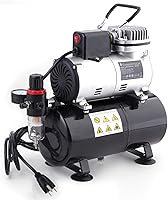 Timbertech ABPST08 Oil-Free Mini Airbrush Compressor with Cooling Fan, 3L Tank, Regulator & Moisture Trap for Tattoos, Nails, Models