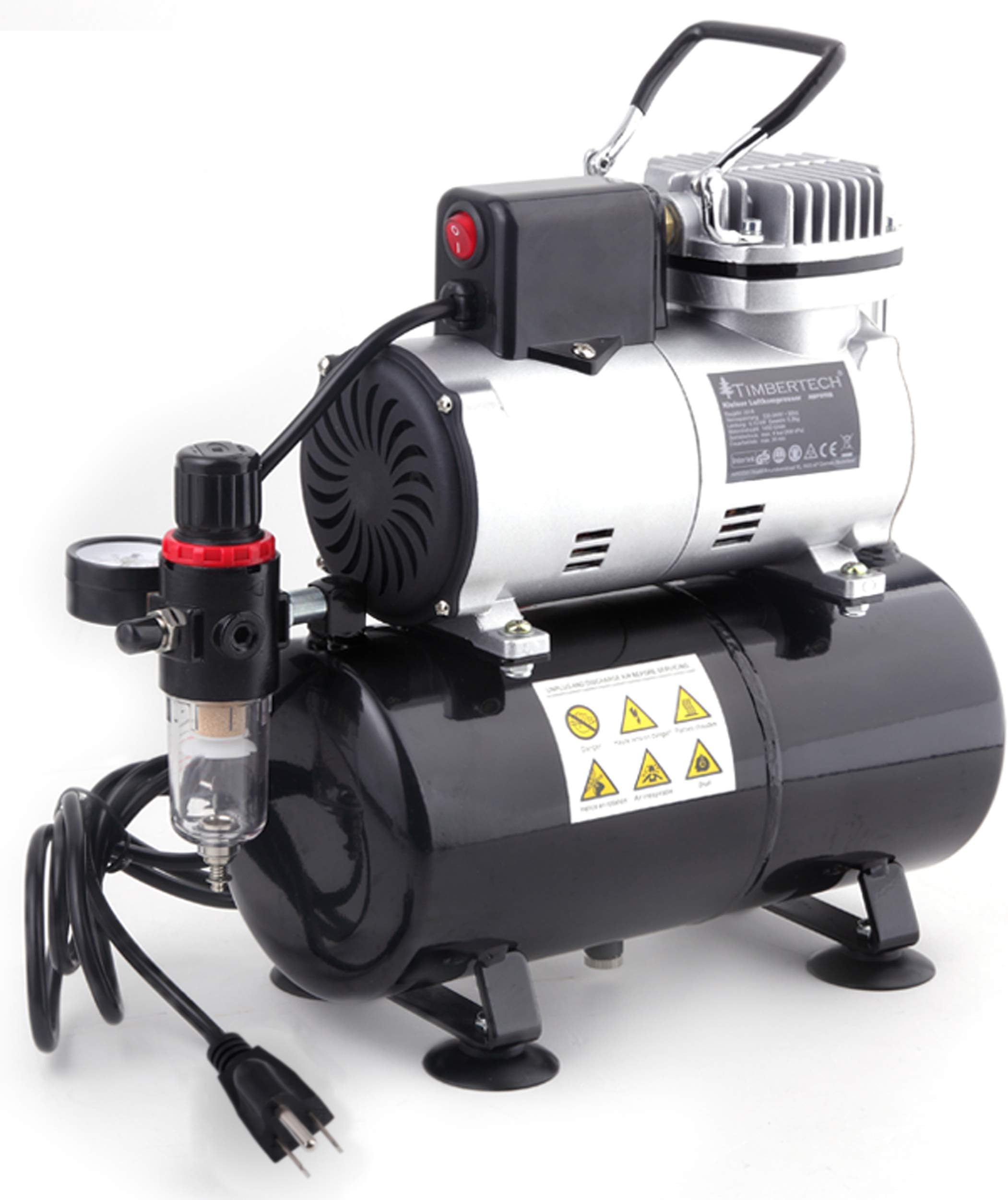 Professional Upgraded Piston Airbrush Compressor with Motor Cool Down Fan ABPST08, Mix 57PSI, Quiet Airbrush Compressor with Tank for Airbrush Paint, Nails, Tattoo, Makeup, Cake Painting