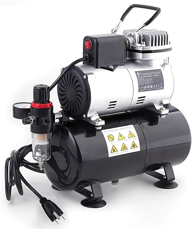 Upgraded Airbrush Single Piston Oil free Mini Compressor ABPST08 with Cooling.