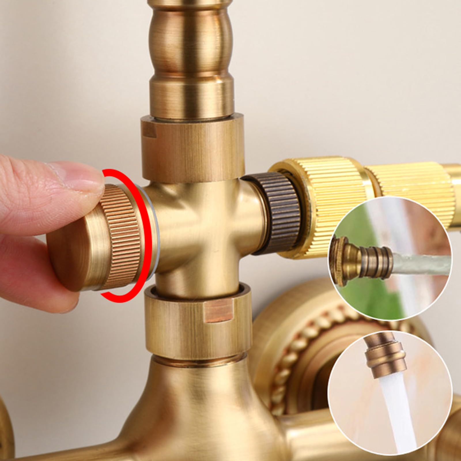 Rubinetto A Parete con Attacco Lavatrice Rubinetto Bagno Lavabo Acqua Calda E Fredda In Ottone Doppio Foro Doppia Maniglia,Antico