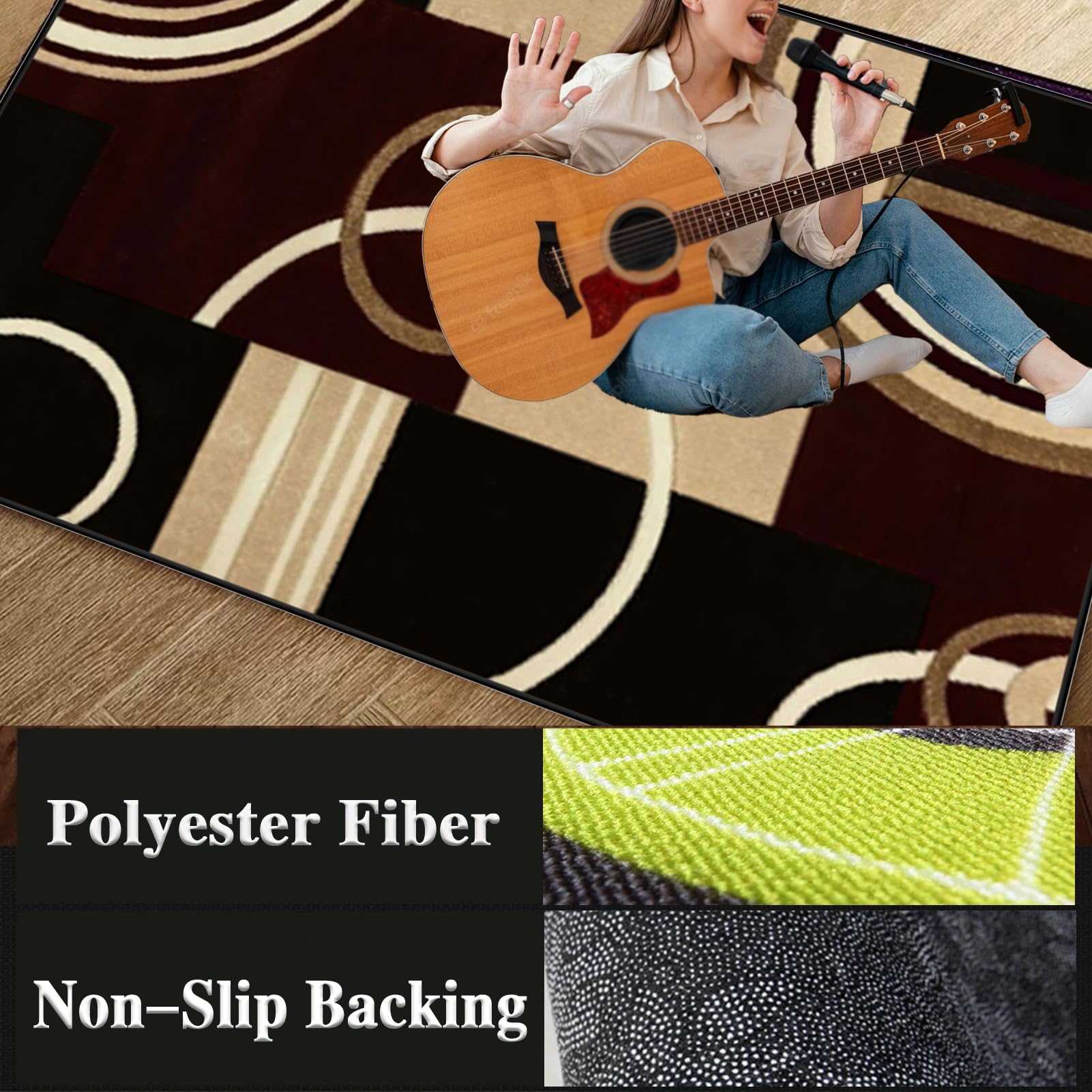 Tapis de Tambour Insonorisé, Tapis Batterie Insonorisant, Tapis Insonorisé Moquette, Couverture de Tambour Antidérapante Tapis de Sol, Tapis Batterie Acoustique pour Basses Caisse Claire 150 x 120 cm