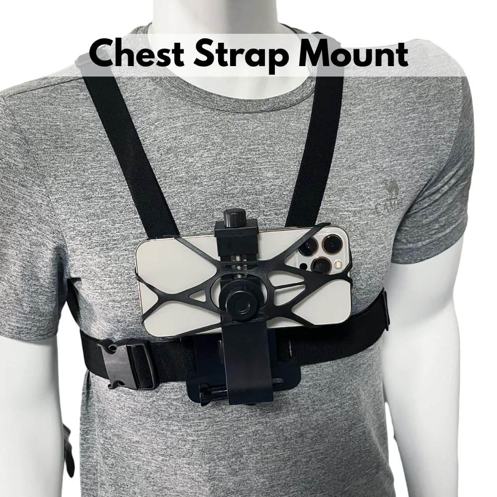 yantralay Chest Strap Mount Harness for Go Pro Hero 13/12/11/10/9/8/7, DJ I Os mo Action 6/5/4, i-Phone 17/16/15/14, Sam-Sung | Mobile Holder Belt for Vlogging, Biking, and Outdoor Sports.