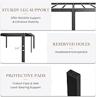 Vista 5 de SHA CERLIN Base de cama de plataforma de tamaño individual resistente, cabecera autofija, no necesita somier, base de colchón, sin ruido, fácil