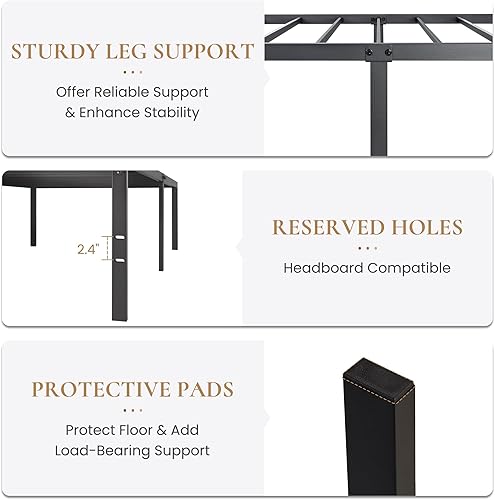 Miniatura 5 de SHA CERLIN Base de cama de plataforma de tamaño individual resistente, cabecera autofija, no necesita somier, base de colchón, sin ruido, fácil