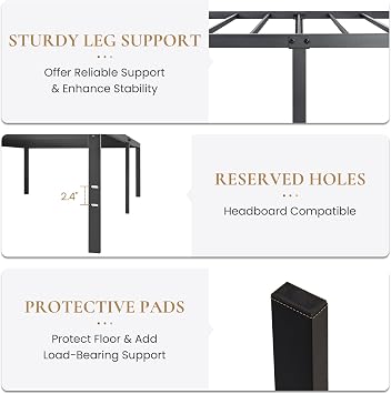 SHA CERLIN Heavy Duty Twin Size Platform Bed Frame,Self-Attached Headboard, No Box Spring Needed, Mattress Foundation, No Noise, Easy Assembly, Black