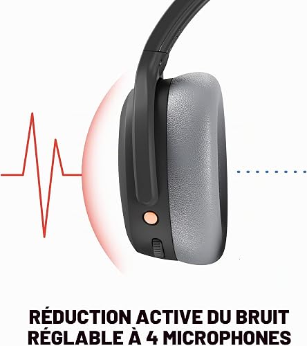 Skullcandy Crusher ANC 2 Over-Ear Noise Cancelling Wireless Headphones with Sensory Bass, 50 Hr Battery, Skull-iQ, Alexa Enabled, Microphone, Works with Bluetooth Devices, Asphalt AMZ - 4