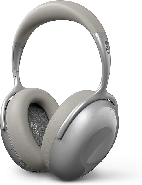 KEF Mu7 Wireless Active Noise Cancelling Headphones, Silver Grey