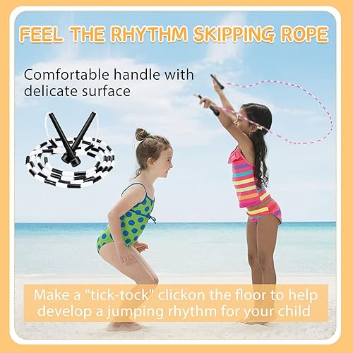Miniatura 7 de Cuerda de saltar para niños, cuerda de saltar ajustable con cuentas dobles, segmentada holandesa, sin enredos, cuerda de saltar ligera, ejercicio