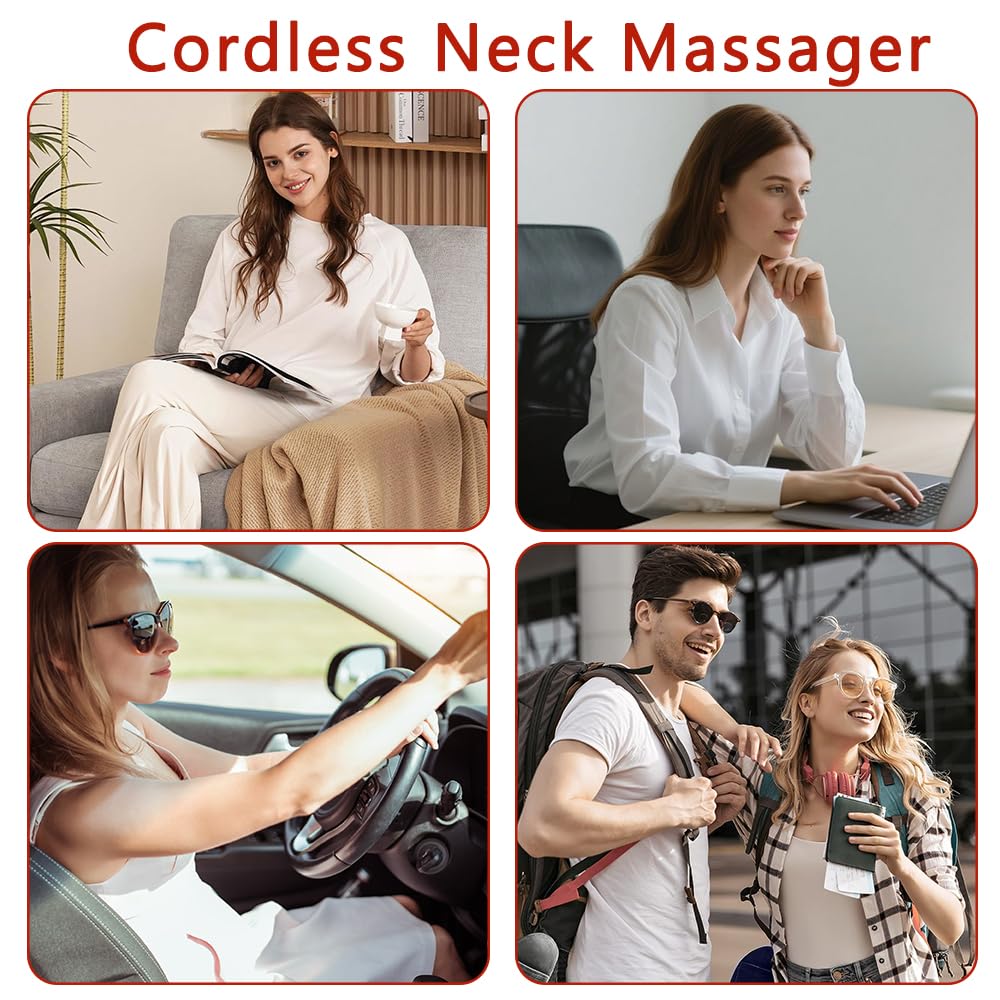 Masseur Cervical, Massage de cou Electrique Intelligent, Neuf niveaux d'intensité, des impulsions électriques pour soulager l'inconfort, Pour la maison, le bureau ou les voyages