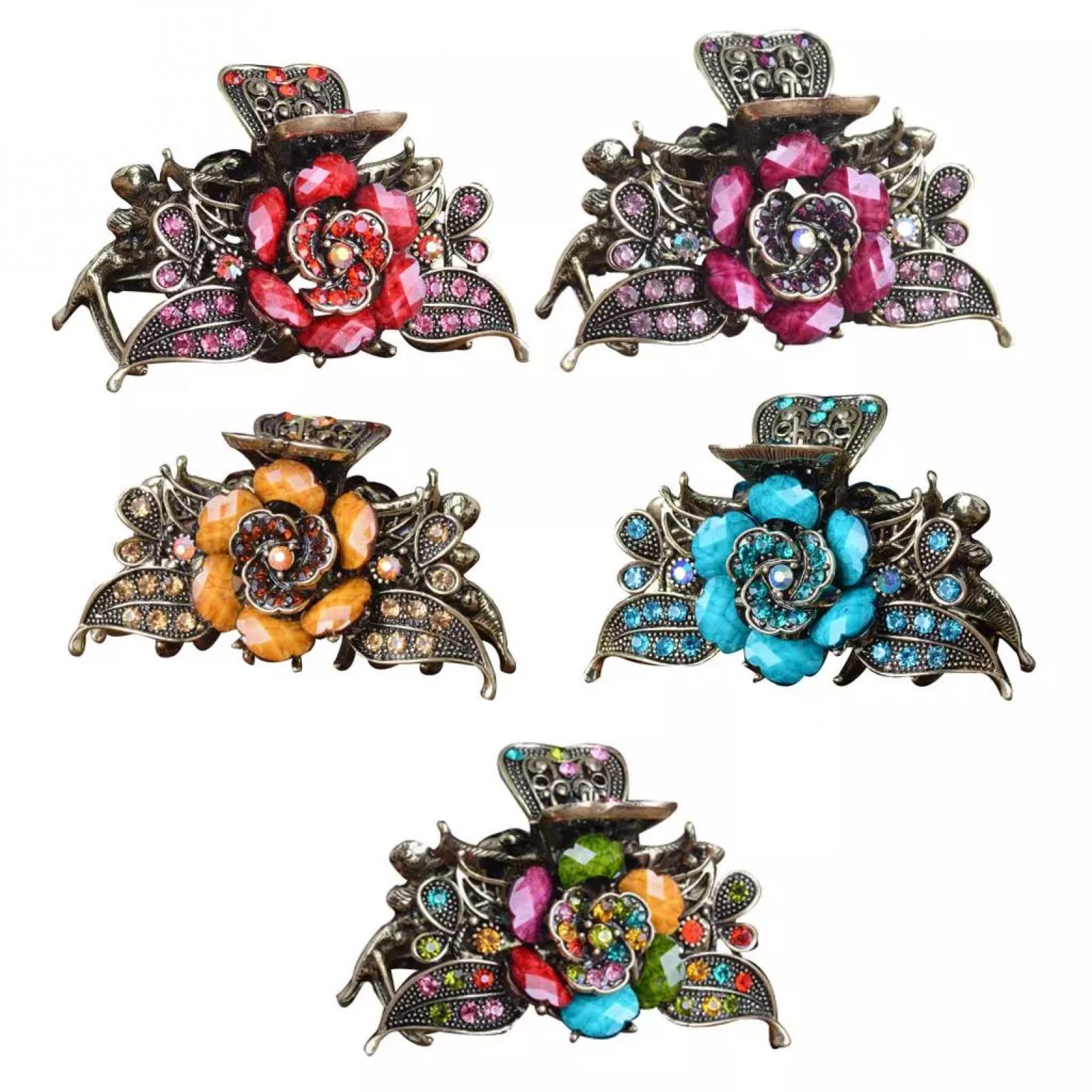 WLLLTYCard emissione5Pcs Fermaglio per Capelli con Artiglio per Capelli Turchese alla Moda da Donna Grande Clip per Capelli in Metallo Regalo da Donna