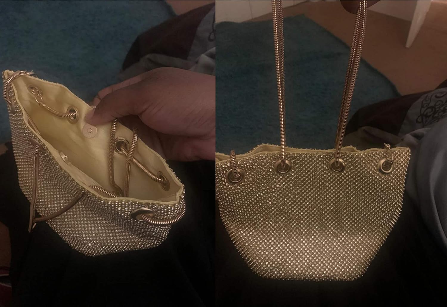 Vgift Luxury Full Rhinestone Bucket Bag, Bling Evening Bag Purse for Women - Image 2