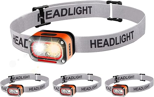 Linterna frontal recargable, 4 unidades, 400 lúmenes para la frente, 5 modos, impermeable, sensor de movimiento, linterna, linterna LED, recargable