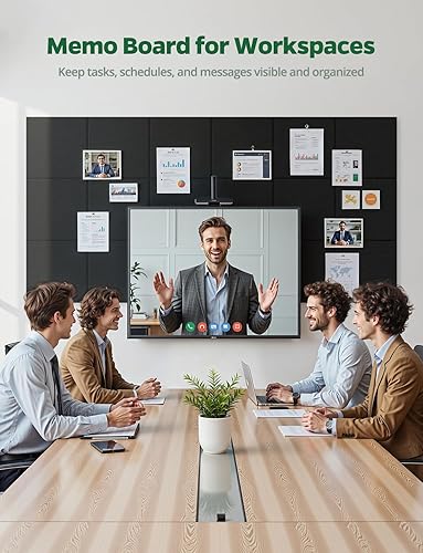 Miniatura 4 de Tablón de anuncios grande de 48 x 36 pulgadas, paquete de 12 tableros de corcho para paredes, azulejos de pared de fieltro autoadhesivos con