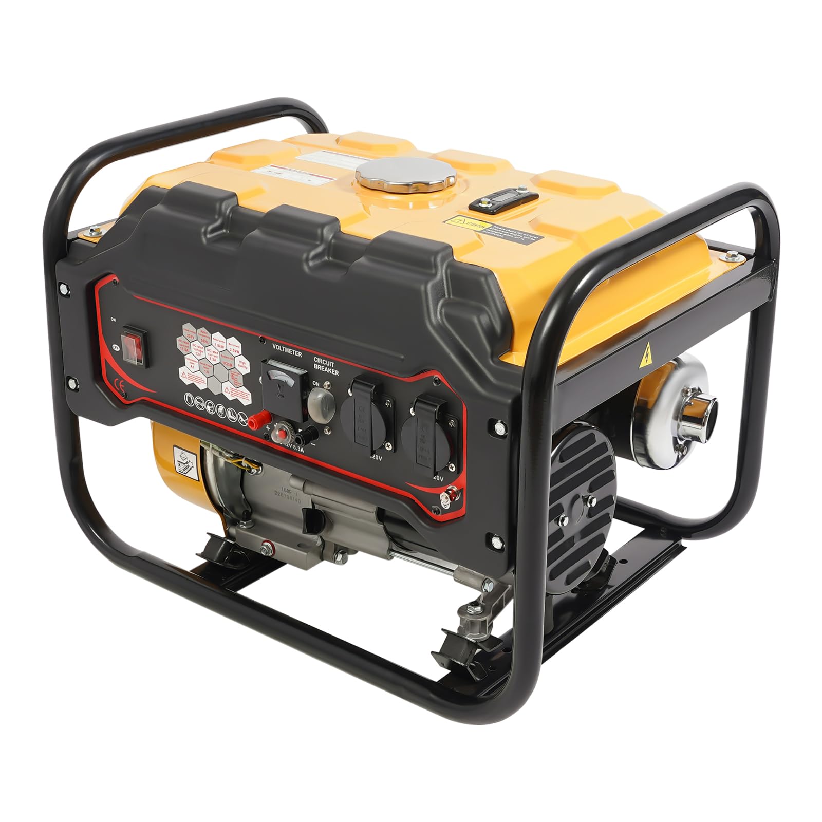Generador de electricidad, 2000 W, generador de gasolina de 4 tiempos, motor de accionamiento de 6,5 CV, depósito de 15 l, generador de corriente de emergencia para camping, construcción, casa de