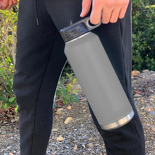 Miniatura 4 de LaserGram Botella de agua personalizada, tortuga marina hawaiana, acero inoxidable de doble pared aislada al vacío con popote superior, regalo