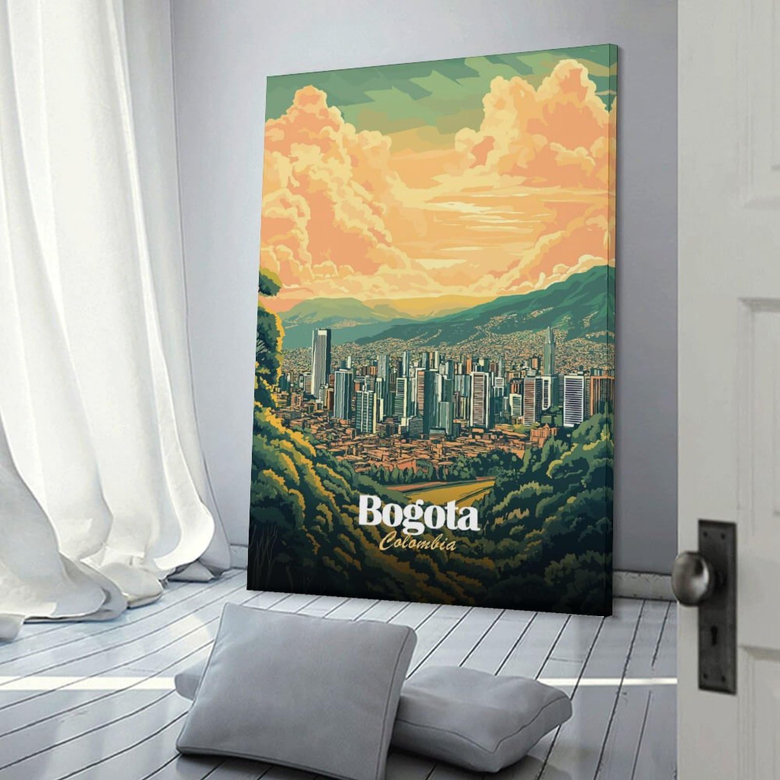 Junmoney Bogota Cityscape Wall Picture Print 12x18inch(30x45cm), for Home Office, Desk Area Or Studio, Home Office Artwork with Decorative Appeal