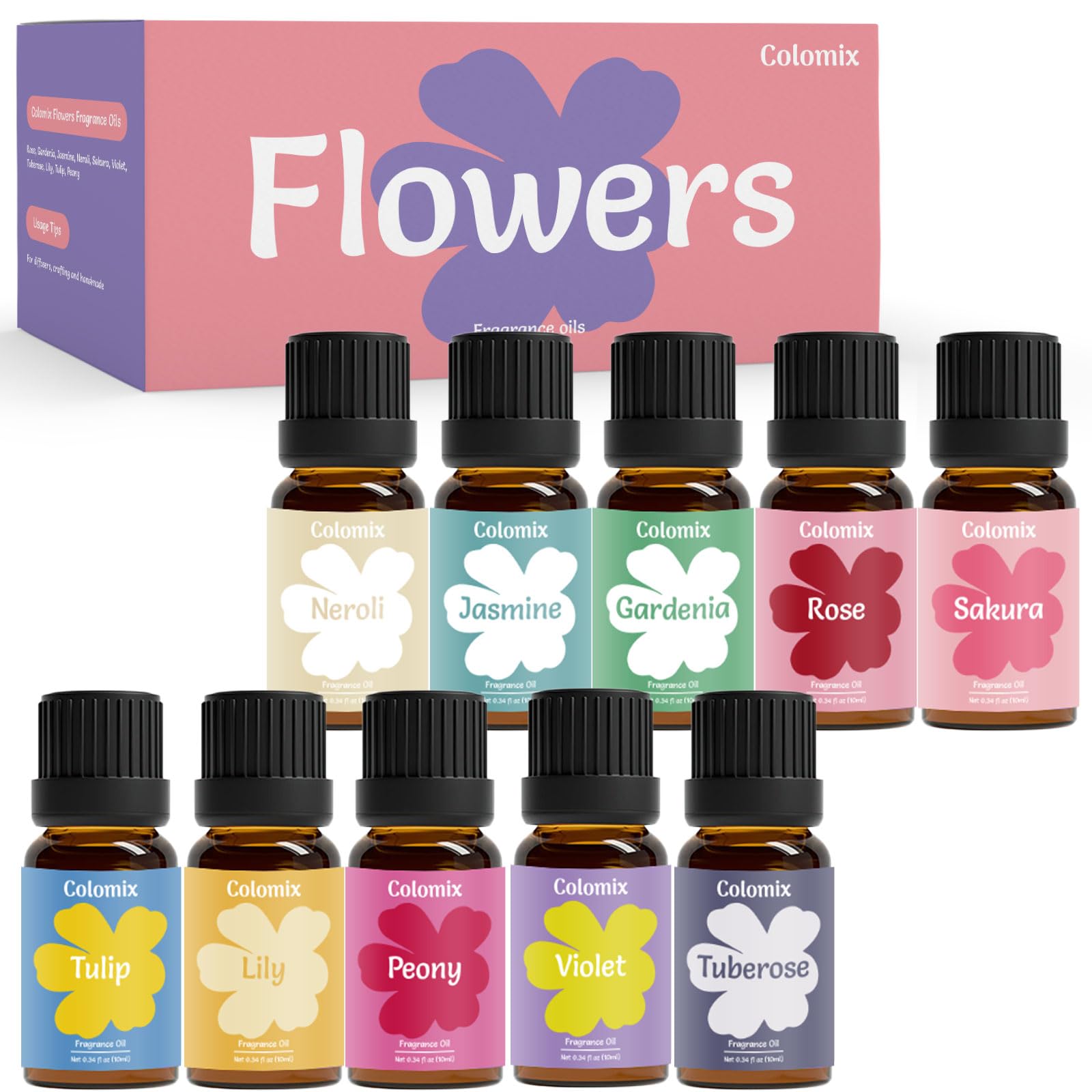 Juego de aceites aromáticos de flores