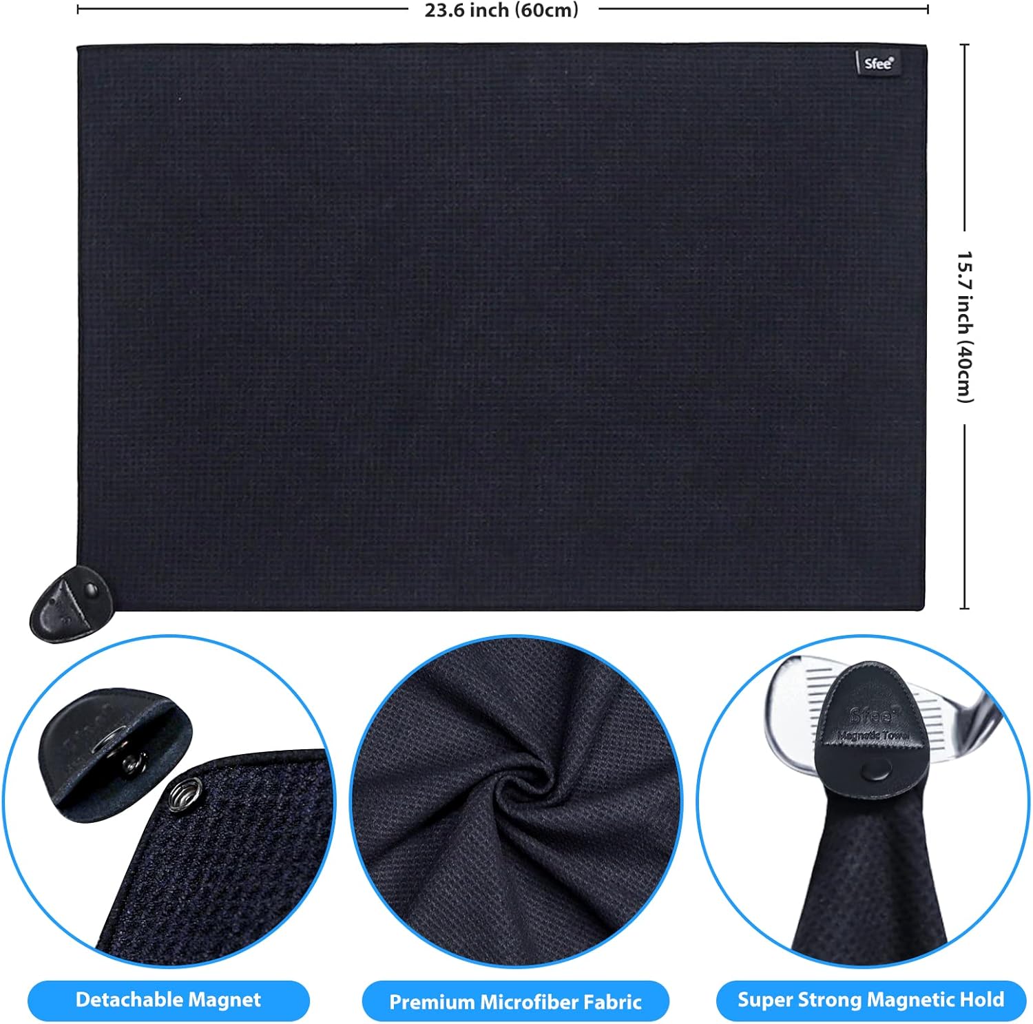 review Sfee Golf Towel, 2 Pack Magnetic Golf Towel Upgraded Strong Hold Microfiber Waffle Pattern Golf Towels for Golf Bags for Men&Women 24x16’’ Wet and Dry Funny Golf Towels Golf Ball Towel with Golf Brush