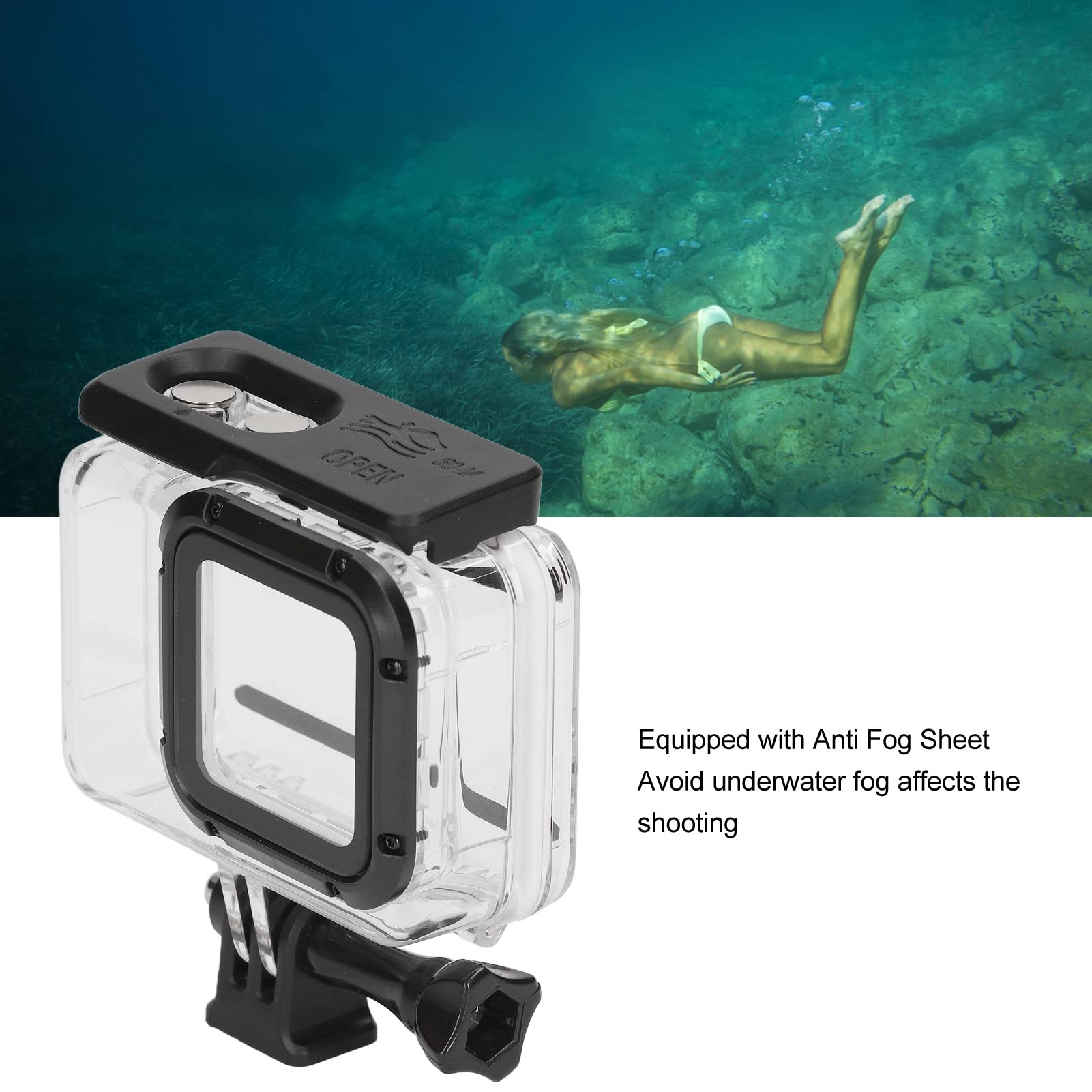 VBESTLIFE Wasserdichtes Gehäuse für Action-Kameras, für ONE RS 4K, 60 M Wasserdichtes Kamera-Tauchgehäuse mit Einer Tiefe von 197 Fuß, mit Nebelschutz,