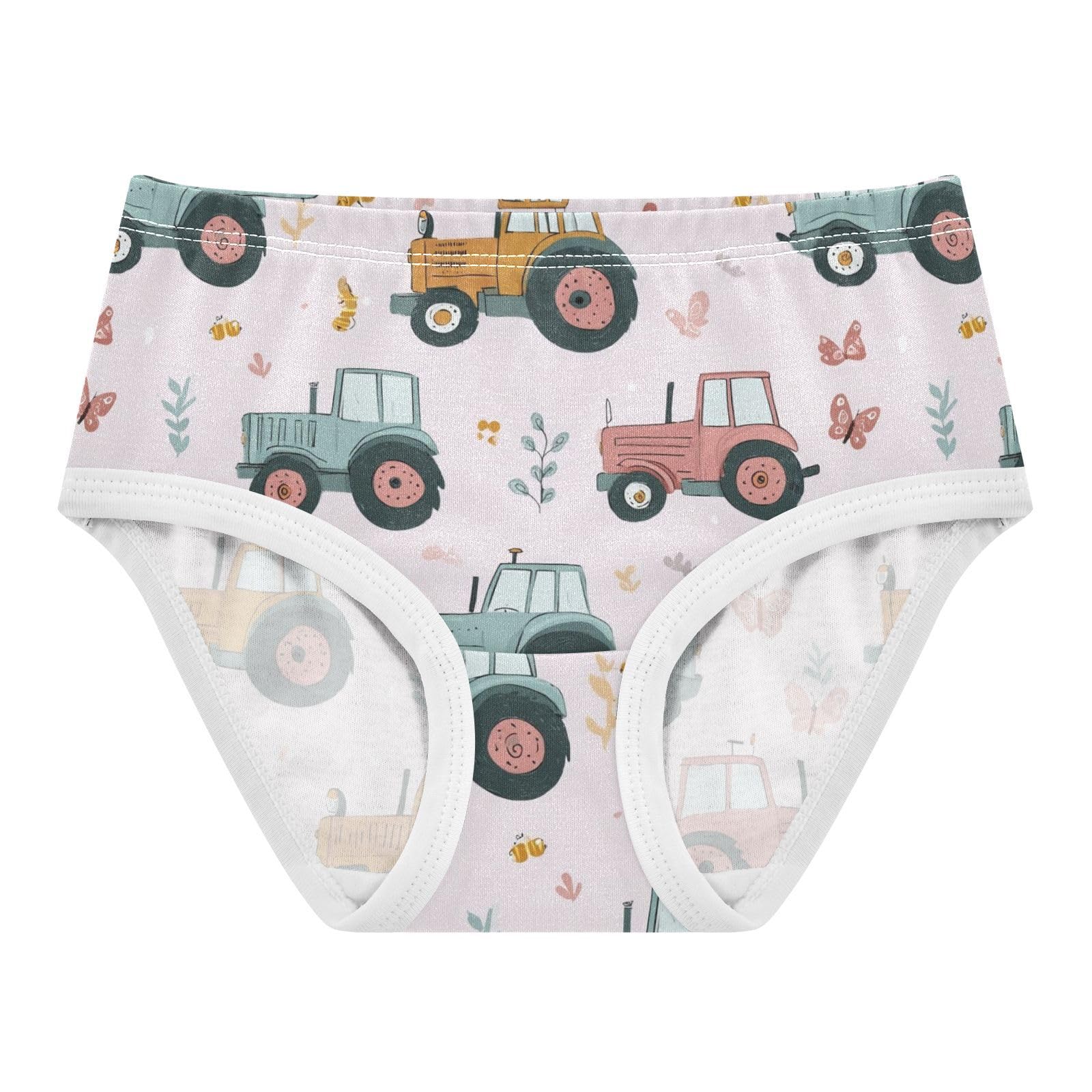 Wusikd Cute Tractor Butterfly Girls Underwear Cotton Girls Briefs Soft Toddler Underwear 2T
