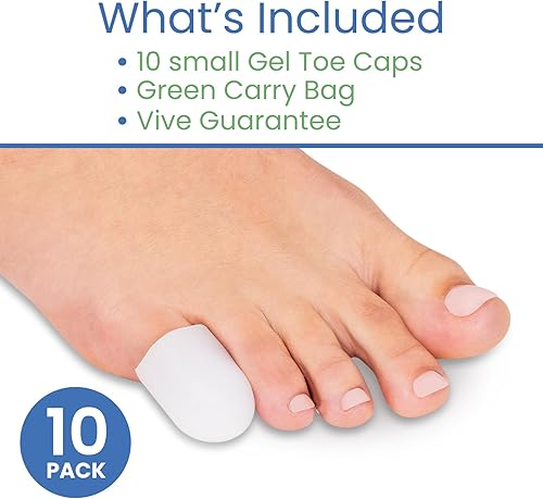 Miniatura 9 de ViveSole Protectores de dedos de gel suave para hombres y mujeres, (10 unidades) para aliviar el dolor de pies, fundas acolchadas flexibles para
