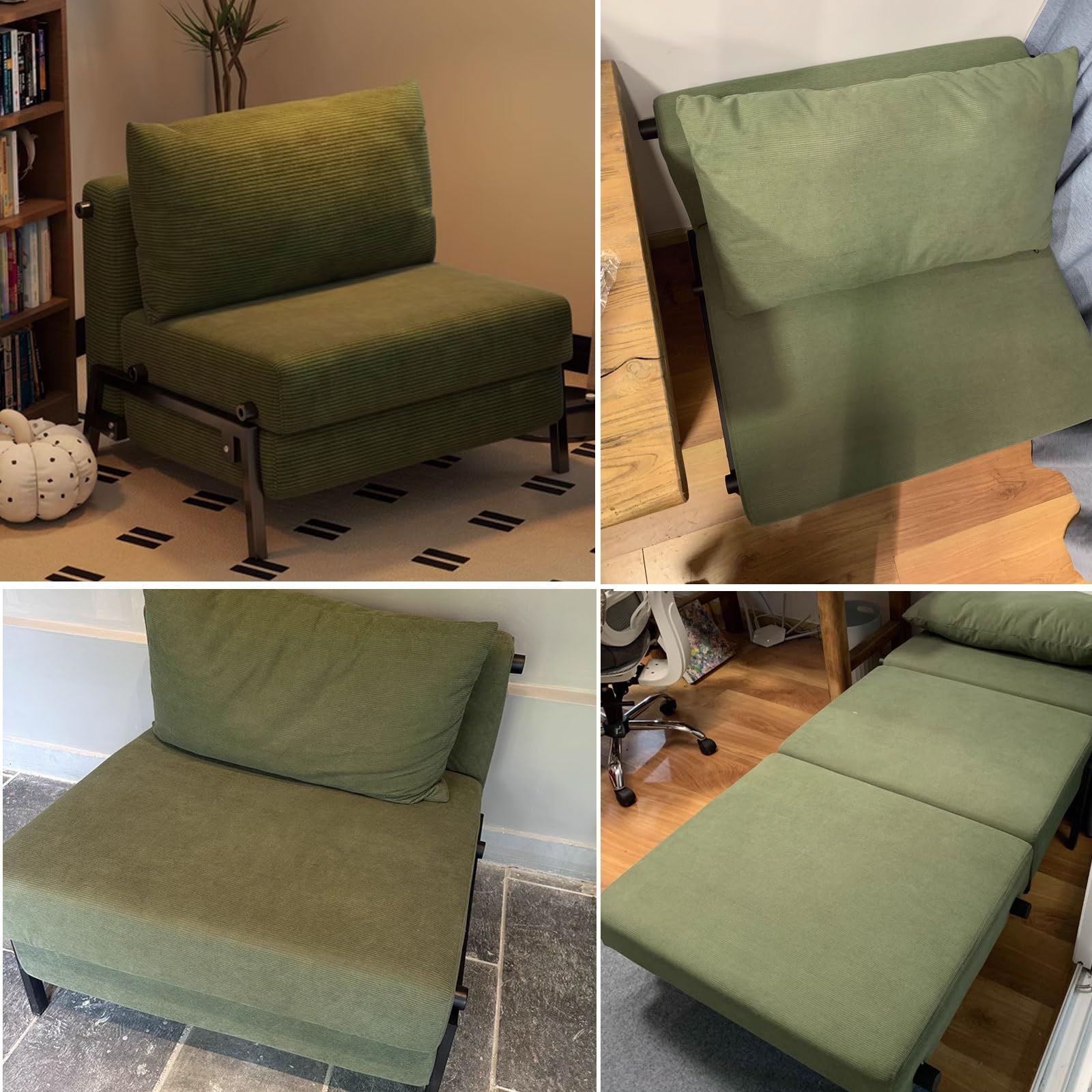 Sofa rozkładana sofa krzesło łóżko - 3 w 1 sztruksowa kanapa do małej przestrzeni, salonu i mieszkania