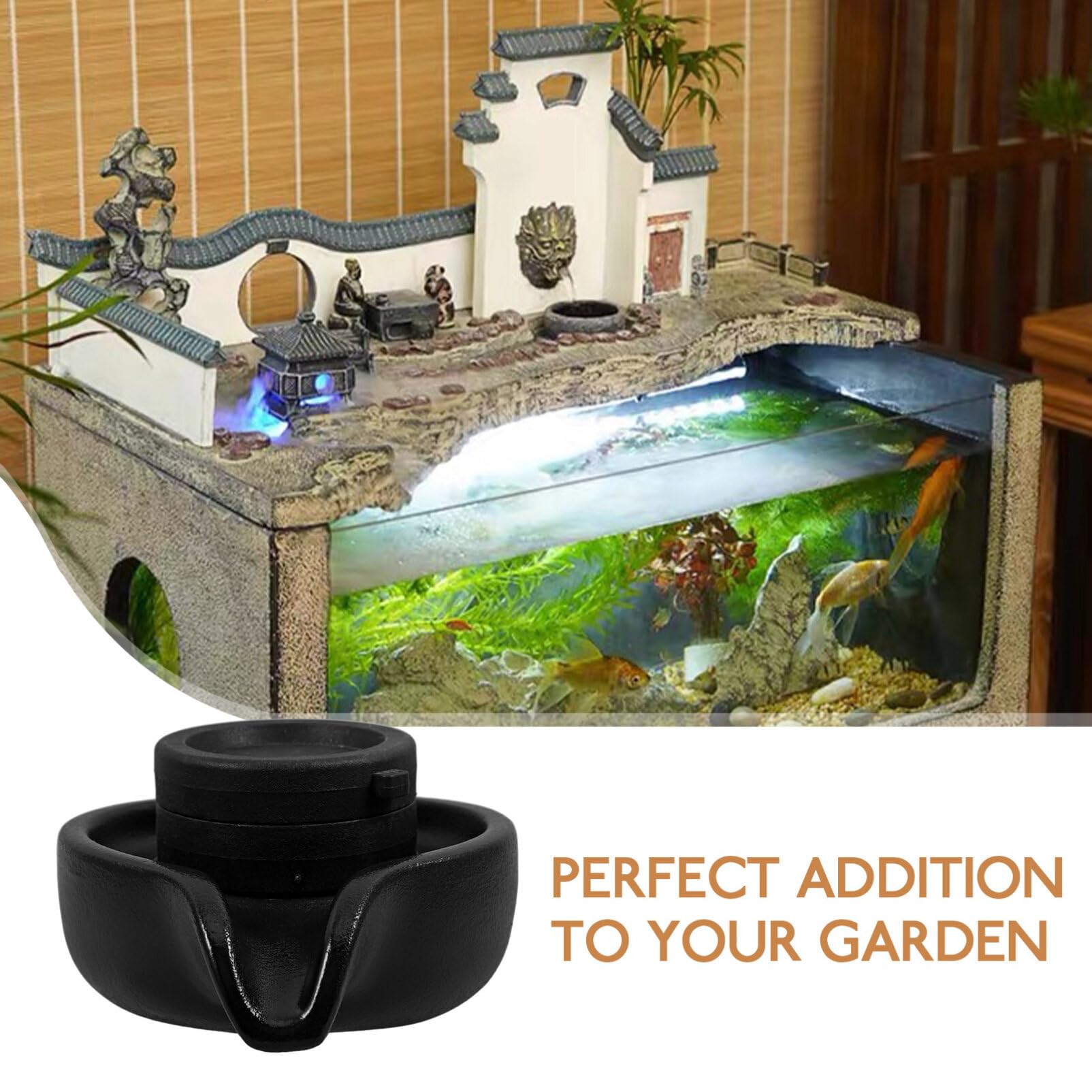Fontana Decorativa Pietra Con Mulino Per Pesci Accessorio Per Acquario Per e Balconi Stile Creare Atmosfere Rilassanti