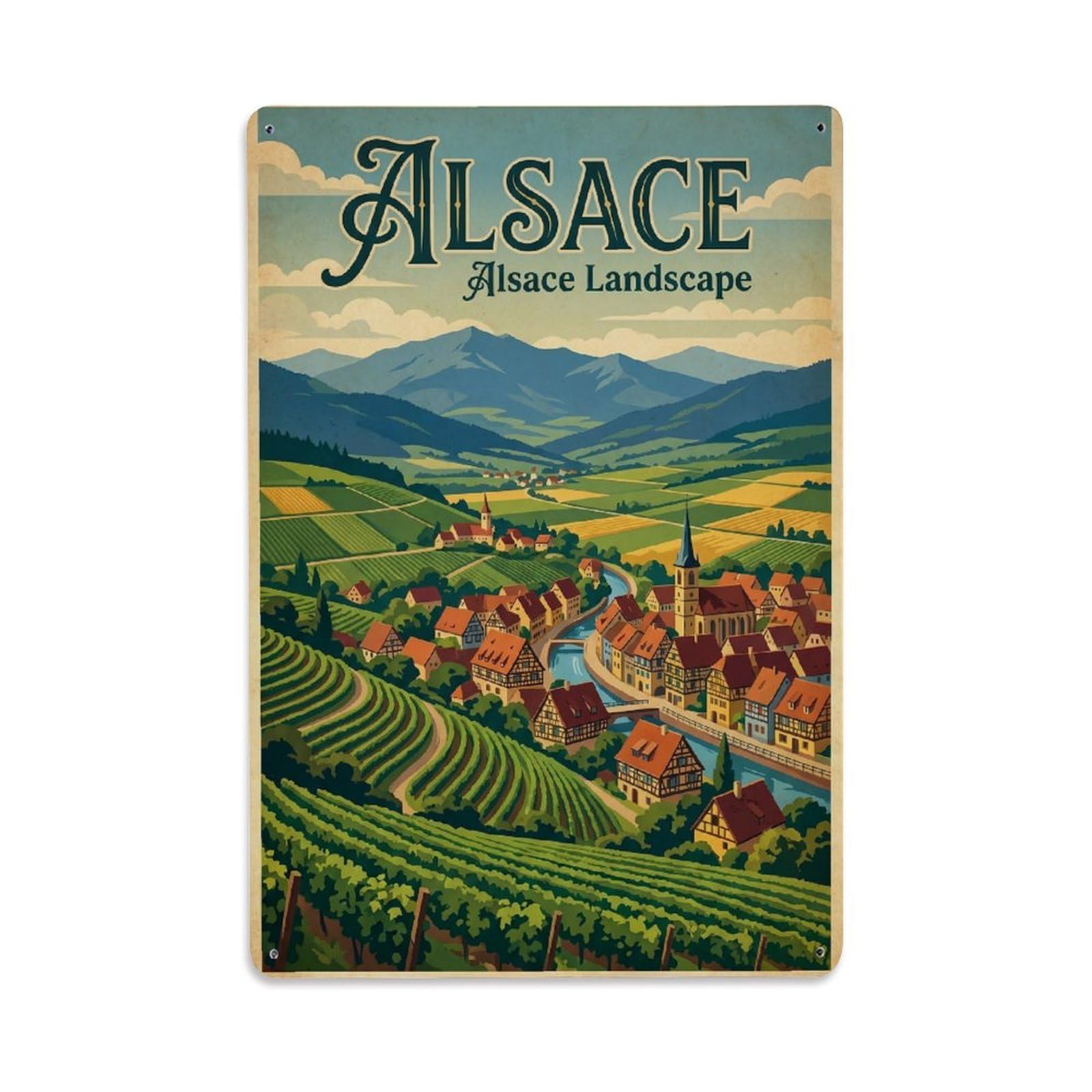 Gead 8X12inch Style Vintage Travel France Landscape Metal Tin Sign