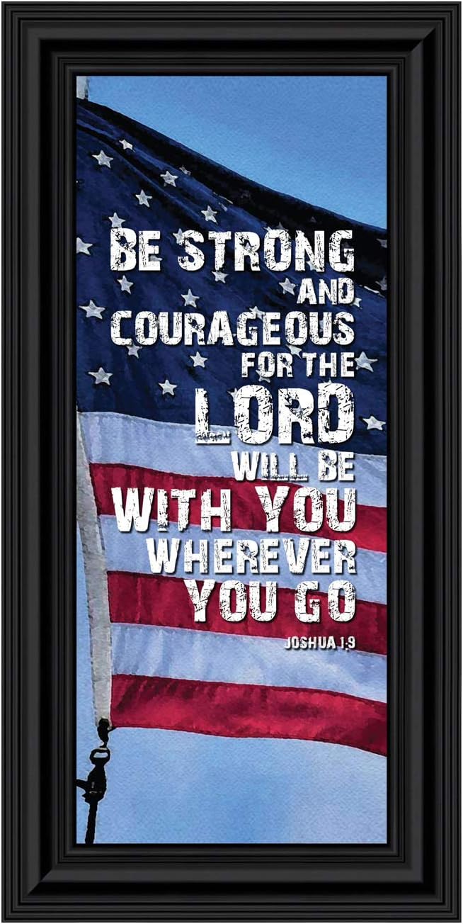 Be Strong and Courageous Lion Picture Frame, Religious Wall Decor, Christian Room Decor, Joshua 1:9, 2108CH