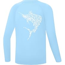 Boys Fishing Shirt Long Sleeve, UPF 50+ Kids UV Protection Rash Guard, Youth Quick Dry Swim Shirts for Beach Surf