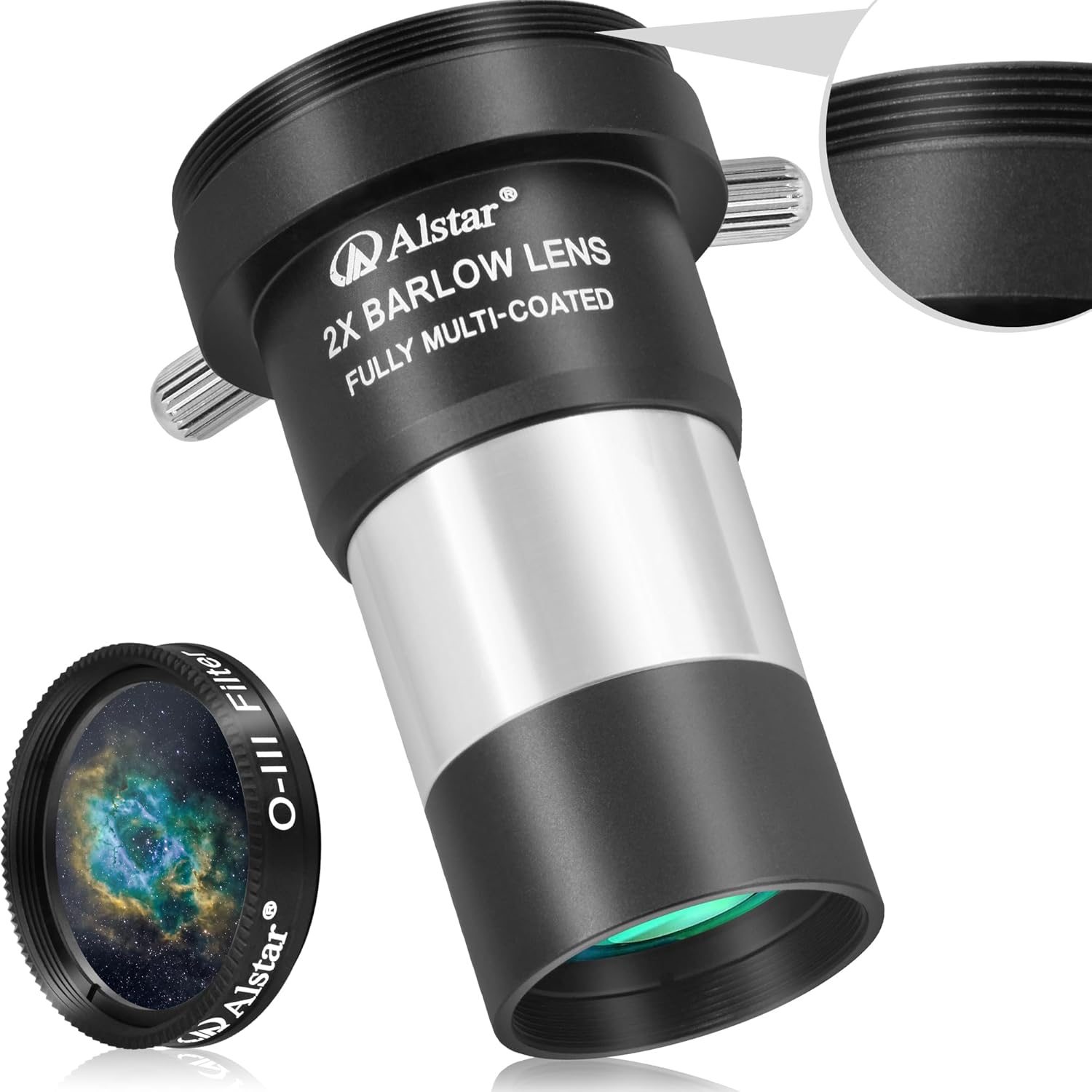 Alstar 1.25" 2X Barlow Lens - Bundle with - 1.25" O-III Filter