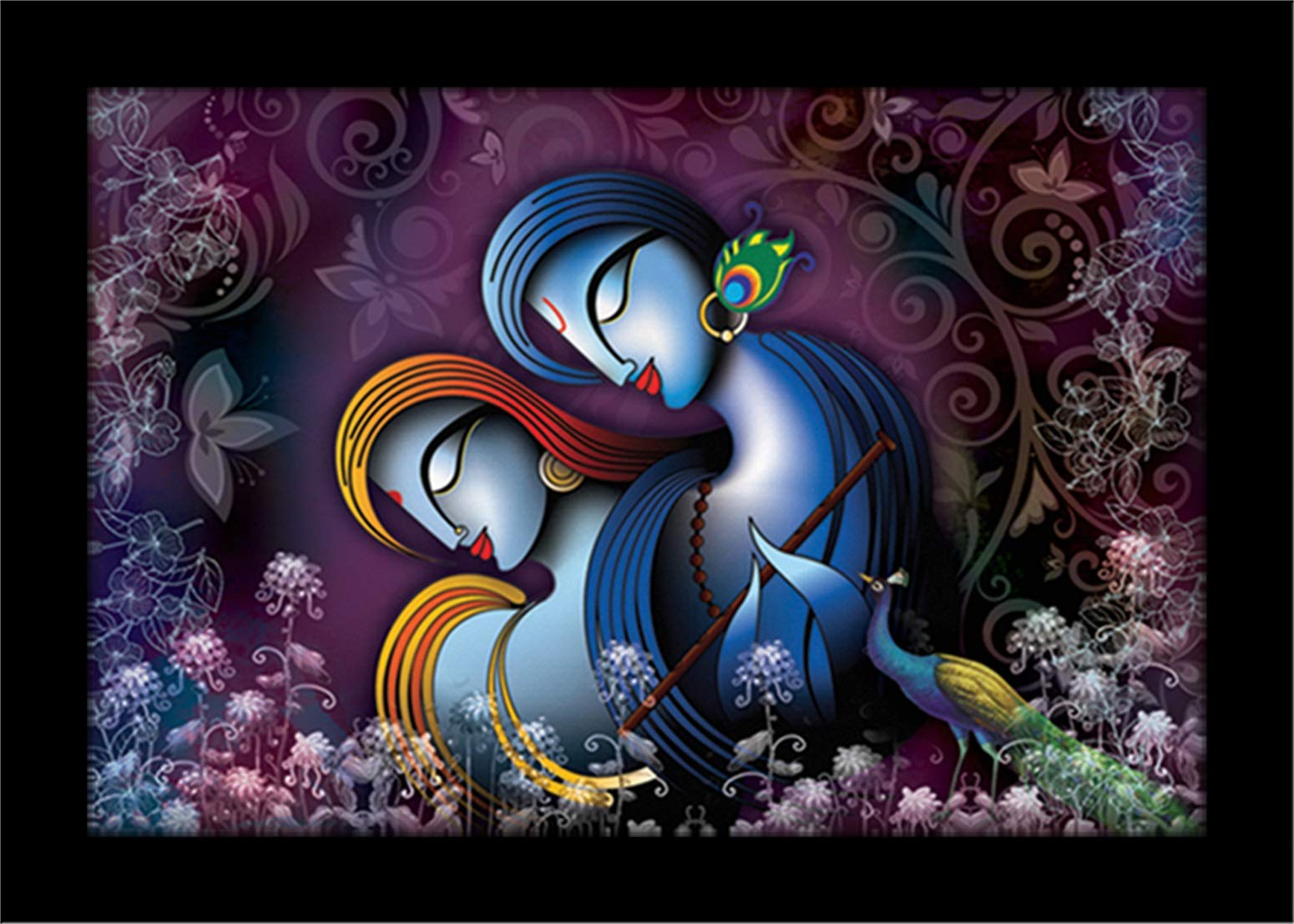 LIFEHAXTORE® Krishna Radha Art Framed painting | Ready to hang - (Wood, 12inch x 18 inch)