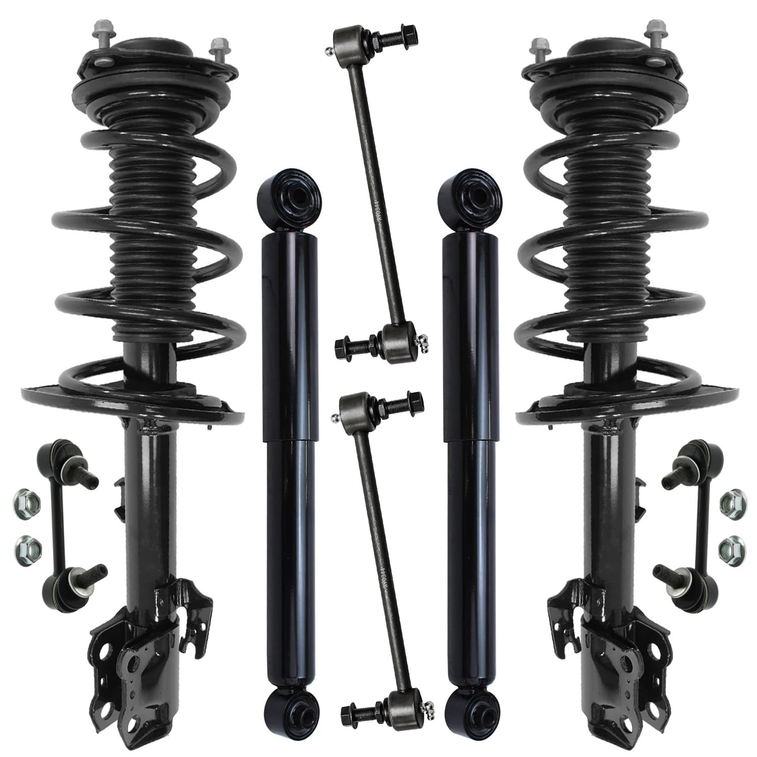 Kit de Suspensão Detroit Axle 8 Peças FWD para Toyota Highlander 2014-2019 - 2 Amortecedores Dianteiros, 2 Amortecedores Traseiros e 4 Barras Estabilizadoras 2015 2016 2017 2018 Substituição