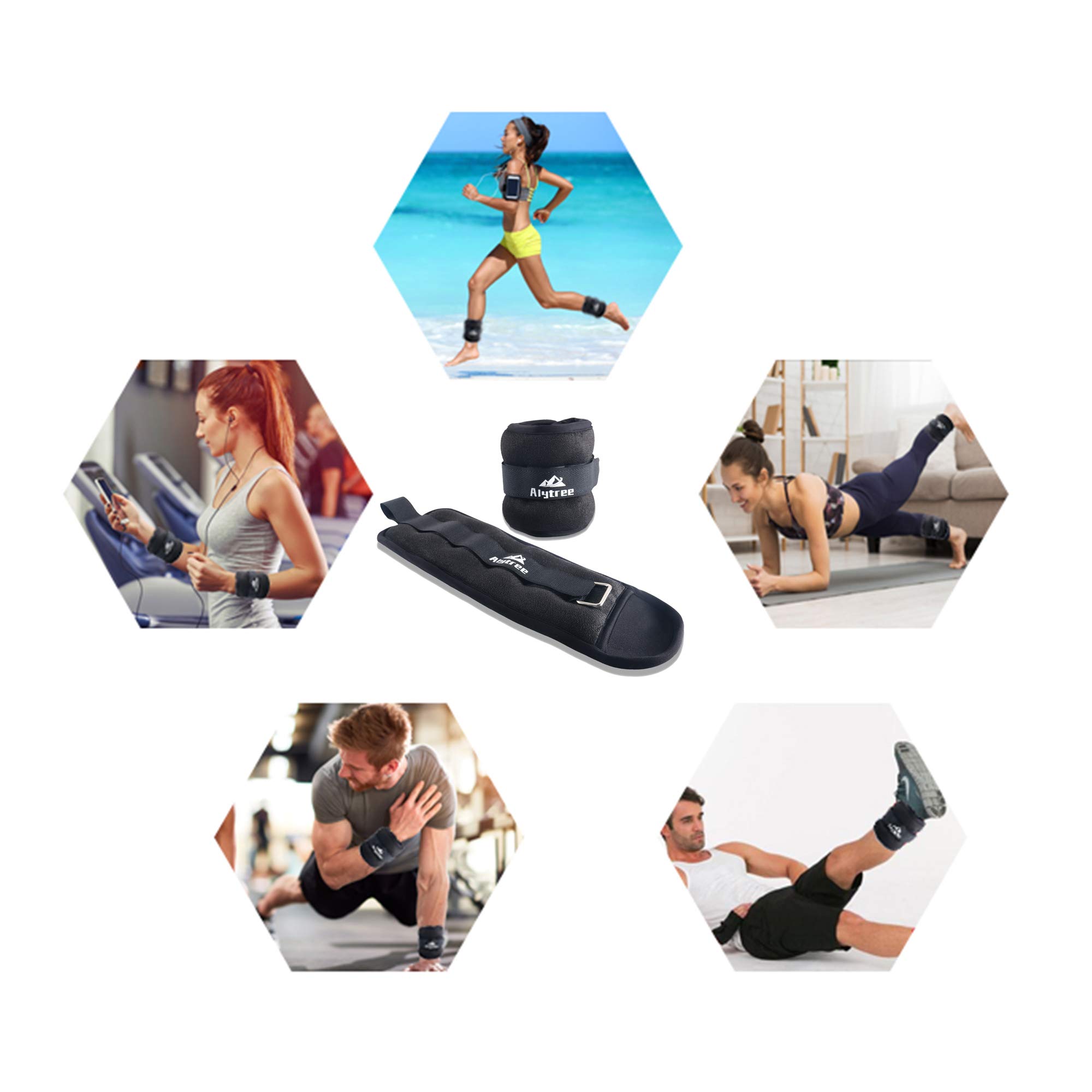 Gewichtsmanschetten Fuß und Handgelenk, 2er Set (0,5kg x 2 / 1kg x 2 / 5kg x 2) Gewichte für Beine und Arme, Gewichtsmanschetten für Fitness, Bewegung, Laufen, Joggen, Yoga