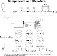 Vista 2 de Dazzle Bright Guirnalda de luces de copos de nieve de Navidad, 100 luces LED de 49 pies, impermeables, enchufables, con 8 modos para interiores