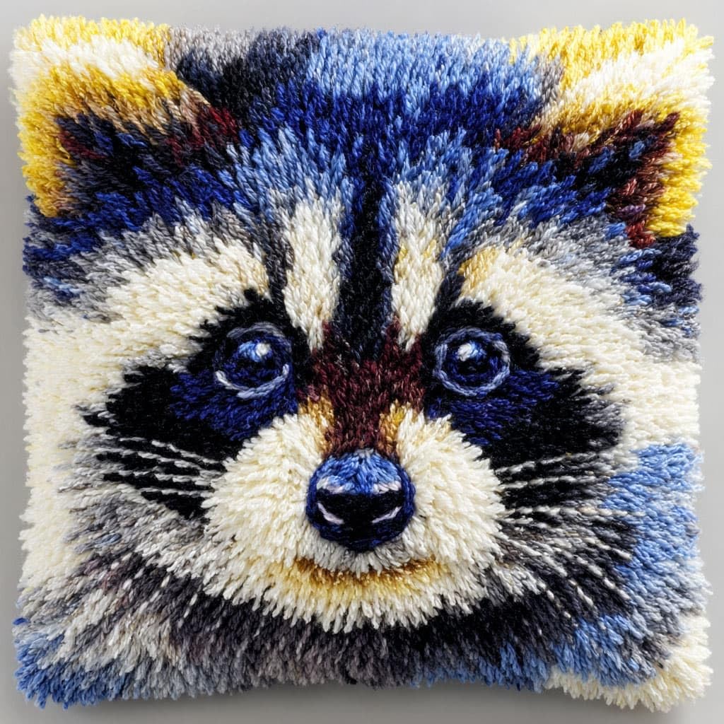 Henypt Latch Hook Kits Pillowcase Raccoon