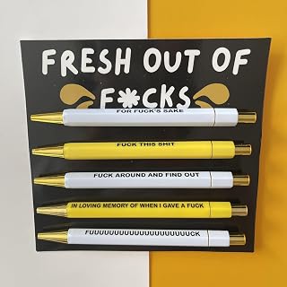 ZVZKC 5-Piece set Fuck Pens, Fuck It Pens, Fancy Fu ck You Pen, Swear Words Ballponit Pen, Novelty Stationery for Adults, Black Ink 1.0 mm Retractable Ball-pen, Unique Office Supplies (STYLE B)